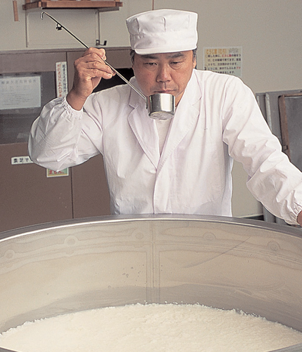 Toji Master Brewer is taste testing freshly made sake